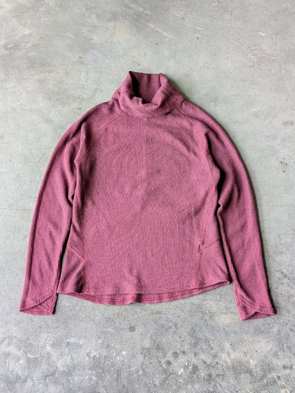 Kuhl Petra Turtleneck in Auberge Purple Waffle Knit Cowl Neck Top medium